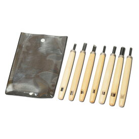 [ メール便可 ] ＜当店オリジナル＞ BSSスクール彫刻刀 セット 木柄 PVCケース入 7本組 【 年賀状 凸版 彫刻刀 版画 】