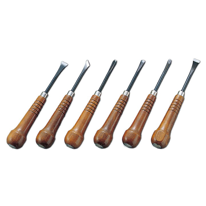 楽天市場】木彫刀 6本組 貫通型 52B6 【 木工具 木彫刀 セット 