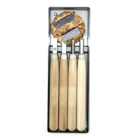 [ メール便可 ] サンクラフト マルイチ彫刻刀 セット 右手用 4本組 木柄 プラケース入 R-4 【 右利き 学用品 まるいち 義春 刃物 版画 はんが 】