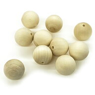 木球 中 穴あき 10個組 直径約21mm 【 木材 木製 パーツ 木 玉 ボール 球 部品 】