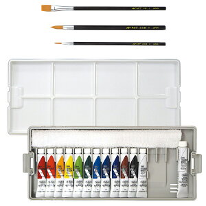 <当店オリジナル> ホルベイン アクリリックガッシュ 12mL スクール プラセット 12色13本 筆付 Holbein 【 絵具 絵の具 アクリル絵の具 】