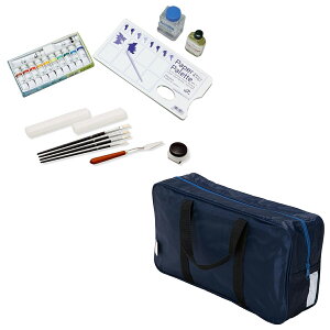 <当店オリジナル> 油絵の具 かばんセット 4S-12 紺色 【 油絵の具 油彩画 油彩 スケッチ 絵の具 えのぐ 】