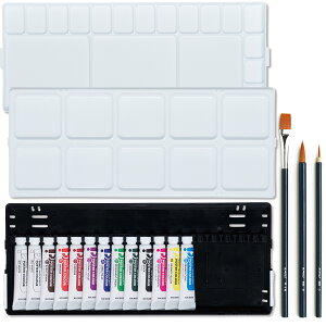 <当店オリジナル> NICKER ニッカー ファン ポスターカラー 三原色入 デザインセット 12mL W 12色13本 デザイン筆emu3本付 【 絵具 絵の具 中学校 中学生 】