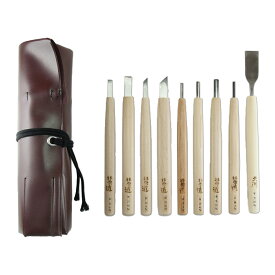 仏像 彫刻 入門セット ハイス鋼彫刻刀 8本 小道具 のみ付 道刃物工業 【 拝崇 ノミ 木彫 】