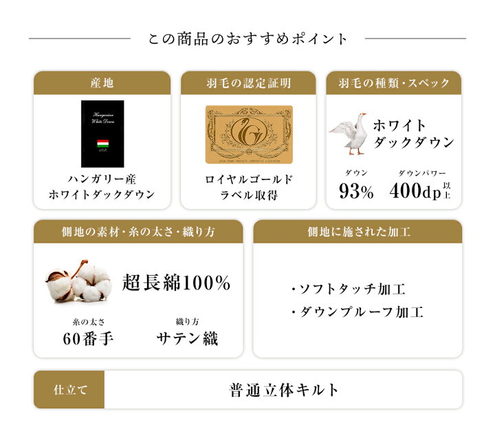 楽天市場】高級 羽毛布団 肌掛(薄掛) ハンガリー産ホワイトダック 