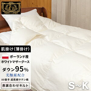 最高級 羽毛布団 《光触媒》薄掛(肌掛) 肌掛布団 掛布団 シングル〜キングサイズ ポーランド産ホワイトマザーグースダウン95% (440dp以上) 羽毛量0.4~0.65kg 【6つ星プレミアムゴールド取得】【