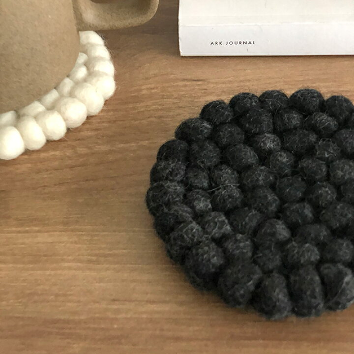 楽天市場 コースター 羊毛 フェルトボール 10cm グレー ホワイト ブルー Art Of Black Art Of Black