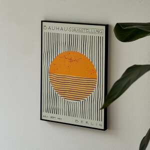 �\��̔�6�����{�`6�����{�������\�� Retro Bauhaus Vintage Sunset �u���b�N�t���[�� �A�[�g�|�X�^�[ 50×35cm�yART OF BLACK�z