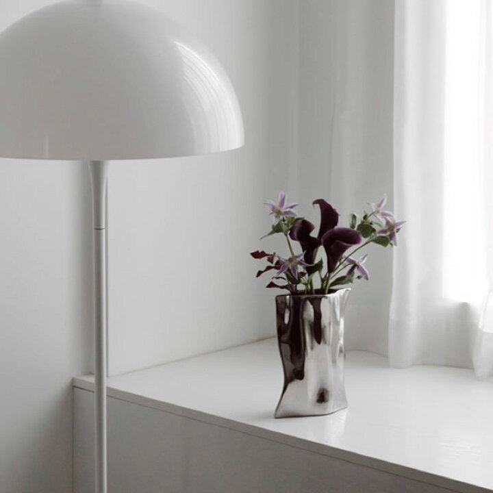 楽天市場 Crumple セラミック シルバー フラワーベース 花瓶 Art Of Black Art Of Black