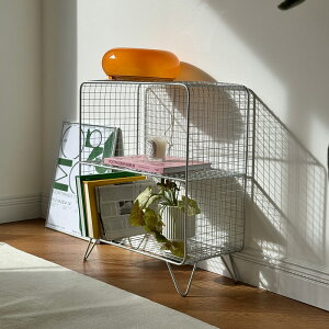 シルバー スタンド付き スチールメッシュ ワイド2段ラック【ART OF BLACK】