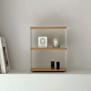 クリア×ウッド 3段 ディスプレイ ラック【ART OF BLACK】