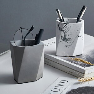 セメント ペンスタンド カトラリースタンド 大理石柄 グレー 【ART OF BLACK】