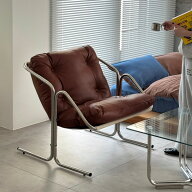予約販売6月中旬～6月下旬頃発送予定 Stainless Sling Leather Lounge Chair ラウンジチェア 1人掛けソフ…