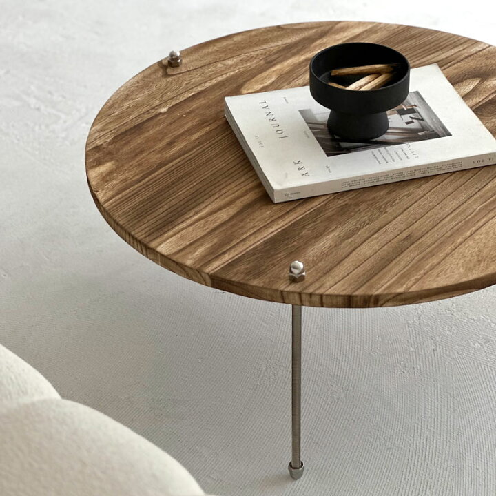 楽天市場】天然木 ラウンド 天板 ステンレスレッグ ローテーブル【ART  