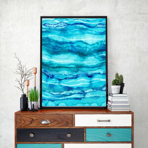 【Jessica Torrant UV80%カット プレミアム木製額装アートポスター】WAVES(530×720×24mm) -おしゃれインテリアに- 安心の国産額・UV80%カットの2mm厚アクリル板仕様 / 北欧 デザイン の モダン インテリ