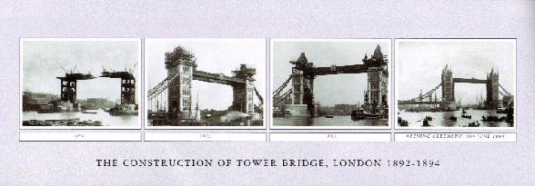 The Construction of Tower Bridge 未使用品 London セール特価 33cm×95cm 1892-1894