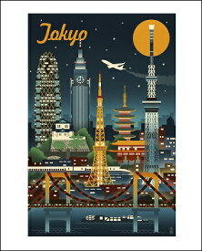 【Lantern Press アートポスター】TOKYO (281×358mm) -おしゃれインテリアに-