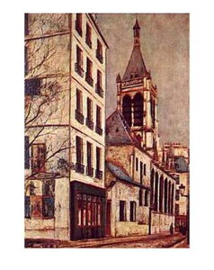 【ユトリロ 絵画アートポスター】St-Severin教会(560mm×710mm)