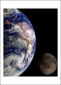 【NASA 宇宙写真 フォトポスター】EARTH AND MOON II(地球と月)(331×480mm) -おしゃれインテリアに-