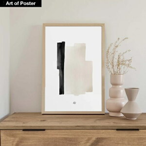 北欧スタイル | A3サイズ【NOUROM | フレーム付き UV80%カット 本格派プレミアム木製額装アートポスター】『BEIGE & BLACK WATERCOLOR #1』(フレーム外寸320×440×24mm) -おしゃれインテリアに- 安心の国産