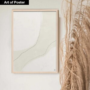 北欧スタイル【NOUROM | フレーム付き UV80%カット 本格派プレミアム木製額装アートポスター】『MINIMALIST BEIGE ABSTRACT #3』(フレーム外寸520×720×24mm) -おしゃれインテリアに- 安心の国産額・UV80%カ