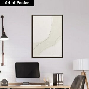 北欧スタイル【NOUROM | フレーム付き | アルミ製額装アートポスター】『MINIMALIST BEIGE ABSTRACT #3』 (フレーム外寸520×720×7.5mm) -おしゃれインテリアに- 安心の国産額・アートパネル アート 北欧