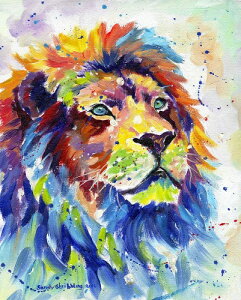 ySarah Stribbling A[g|X^[zCOLORFUL AFRICAN LION(381×305mm) -CeA-(]Jbgς݃|X^[)  CI