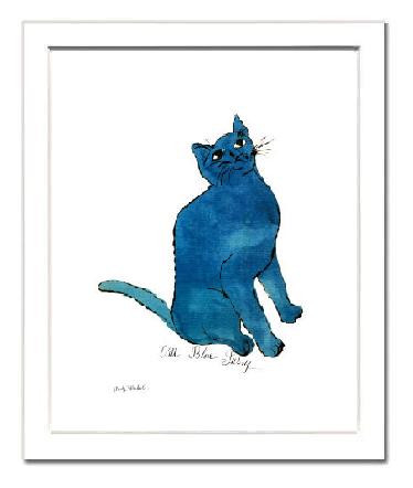 絵画アートポスターでインテリアのアップグレード 高額売筋 アンディ ウォーホル額付アートポスター メーカー公式ショップ 320×390×15mm 青い猫1954年 -おしゃれインテリアに-