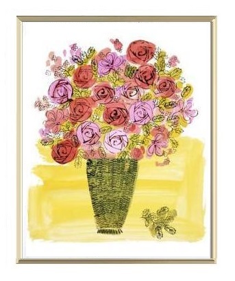アンディ ウォーホル アルミ額装ポスター 返品不可 情熱セール Stamped Basket of Flowers 1958 480×575×7.5mm