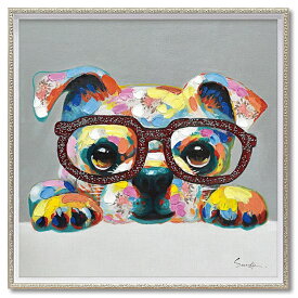 オイルペイントアート『グリッター グラス』 (H630×W630mm) 絵画 / 犬 / オシャレ