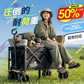 【★激アツ価格＆半額クーポンで6,960円！】 キャリーワゴン アウトドアワゴン 大容量300L/200L 折りたたみ キャリーカート ワゴン キャンプワゴン 耐荷重250kg/180kg 2サイズ展開 ベンチ一体型 台車 キャンプ BBQ ピクニック 防災 運搬 4輪 大型タイヤ コンパクト収納