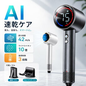 【最大P47倍＆限定価格⇒4,030円】 ドライヤー ヘアドライヤー 大風量 AI自動制御 時短 速乾 10億マイナスイオン 恒温 S型風道 1400W 高速ドライヤー 冷熱温風 静音 3段階調節 ヘアケア サロン級 美髪 髪質改善 軽量 送料無料