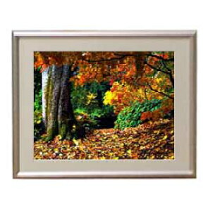 【油絵 直筆仕上げ】秋、深まる アートフレーム:色シルバー サイズ 額入りS 310×260mm 【布キャンバス・額表面保護板】 油彩 風景画 オリジナルインテリア絵画 風水画