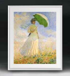 【油絵 直筆仕上げ】クロード・モネ 日傘を差す女 アートフレーム サイズ 額入りL 【油彩 布キャンバス 国内生産】 絵画 販売 人物画 641×531mm 複製画 送料無料 プレゼント ギフト 開店祝い