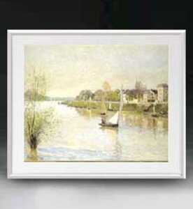 【油絵 直筆仕上げ】アルフレッド・シスレー アルジャントゥイユのセーヌ河 アートフレーム サイズ 額入りL 【油彩 布キャンバス 国内生産】 絵画 販売 風景画 641×531mm 複製画 送料無料