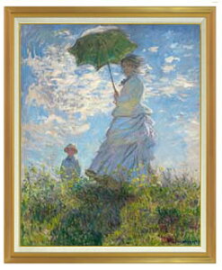 【油絵 直筆仕上げ】クロード・モネ 日傘を差す女 モネ夫人 F50 【油彩 キャンバス 国内生産 表面インテリア】絵画 販売 50号 大きな絵画サイズ 額入り 人物画 1303×1047mm 複製画 送料無料