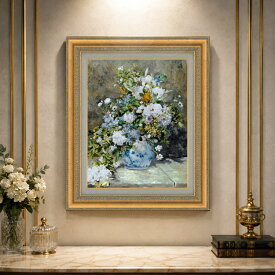 【油絵 直筆仕上げ】ルノワール 春のブーケ F6 【額入り】 絵画 販売 （ルノアール） 6号 油彩 静物画 556×465mm 複製画 送料無料 プレゼント ギフト 開店祝い 開業祝い 退職祝い 新築祝い リビング 玄関 モダン アートフレーム 壁掛け ラッピング 贈り物
