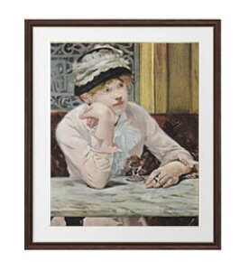 【油絵 直筆仕上げ】マネ ほろ酔いの女 アートフレーム サイズ 額入りL:ブラウン 【油彩 布キャンバス 国内生産】 絵画 販売 人物画 651×541mm 複製画 送料無料 プレゼント ギフト 開店祝い