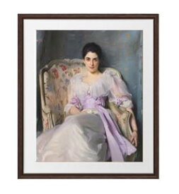 【油絵 直筆仕上げ】サージェント レディー・アグニュー アートフレーム サイズ 額入りL：ブラウン 【油彩 布キャンバス 国内生産】 絵画 販売 人物画 651×541mm 複製画 送料無料