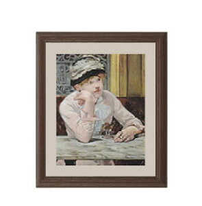 【油絵 直筆仕上げ】マネ ほろ酔いの女 アートフレーム サイズ 額入りS:ブラウン 【油彩 布キャンバス 国内生産】 絵画 販売 人物画 321×271mm 複製画 送料無料 プレゼント ギフト 開店祝い