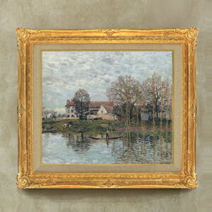 【油絵 直筆仕上げ】シスレー ポールマルリの風景 F10 【額入り】 絵画 販売 10号 油彩 風景画 671×597mm 複製画 送料無料 プレゼント ギフト 開店祝い 開業祝い 退職祝い 新築祝い リビング 玄