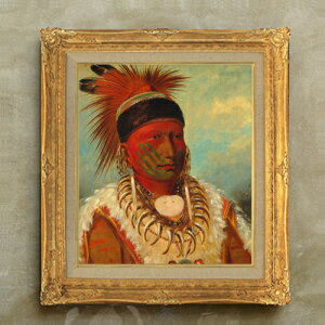 【油絵 直筆仕上げ】カトリン The White Cloud, Head Chief of the Iowas F10 【額入り】 絵画 販売 10号 油彩 人物画 671×597mm 複製画 送料無料 プレゼント ギフト 開店祝い 開業祝い 退職祝い 新築祝い リ
