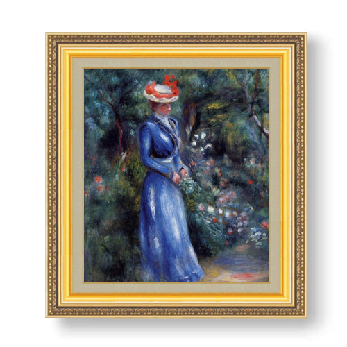 ルノワール 青いドレスの女 ついに入荷 サン＝クルーの庭にて F10 絵画 販売 673×599mm 油彩 人物画 送料無料 10号 直営店に限定