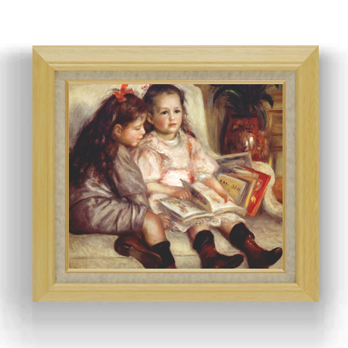ルノワール ふたりの子供の肖像 良質 F10 絵画 販売 油彩 675×601mm 人物画 卸し売り購入 送料無料 10号