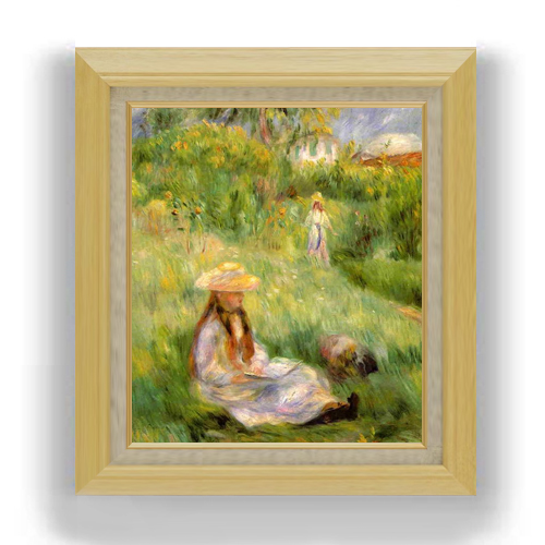 ルノワール お得な情報満載 メジーの庭の若い女 F10 世界的に 絵画 販売 675×601mm 10号 油彩 人物画 送料無料