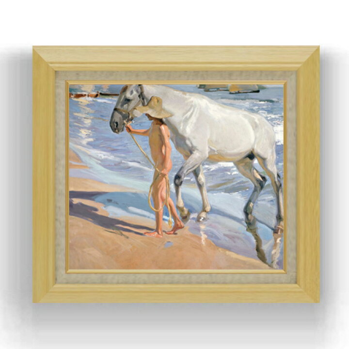 楽天市場】【油絵 直筆仕上げ】ソローリャ The Horses Bath F10 【額 