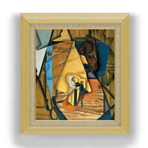 【油絵 直筆仕上げ】フアン・グリス A Man in a Caf F10 【額入り】 絵画 販売 10号 油彩 抽象画 675×601mm 複製画 送料無料 プレゼント ギフト 開店祝い 開業祝い 退職祝い 新築祝い リビング 玄関