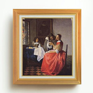 【油絵 直筆仕上げ】フェルメール ワイングラスを持つ娘 F10 【アップグレード額】 絵画 販売 10号 油彩 人物画 677×603mm 複製画 送料無料 プレゼント ギフト 開店祝い 開業祝い 退職祝い 新築