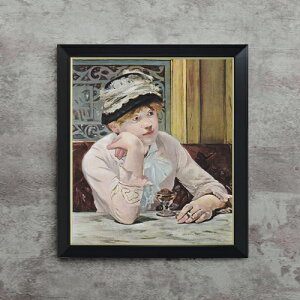 【油絵 直筆仕上げ】マネ ほろ酔いの女 F10 【シンプルフレーム】 絵画 販売 10号 油彩 人物画 560×485mm 複製画 送料無料 プレゼント ギフト 開店祝い 開業祝い 退職祝い 新築祝い リビング 玄