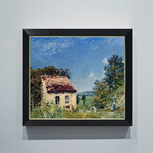 【油絵 直筆仕上げ】シスレー 荒廃した小屋 F10 【シンプルフレーム】 絵画 販売 10号 油彩 風景画 560×485mm 複製画 送料無料 プレゼント ギフト 開店祝い 開業祝い 退職祝い 新築祝い リビング